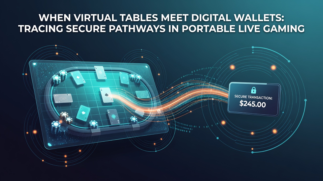 Illustration of encrypted data pathways connecting mobile live gaming sessions to digital wallet servers